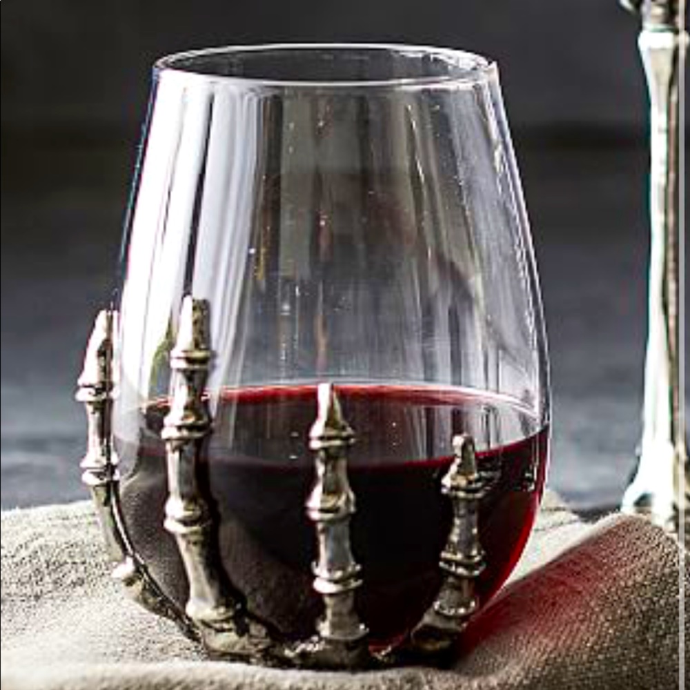 Pottery Barn Skeleton Wine Glass